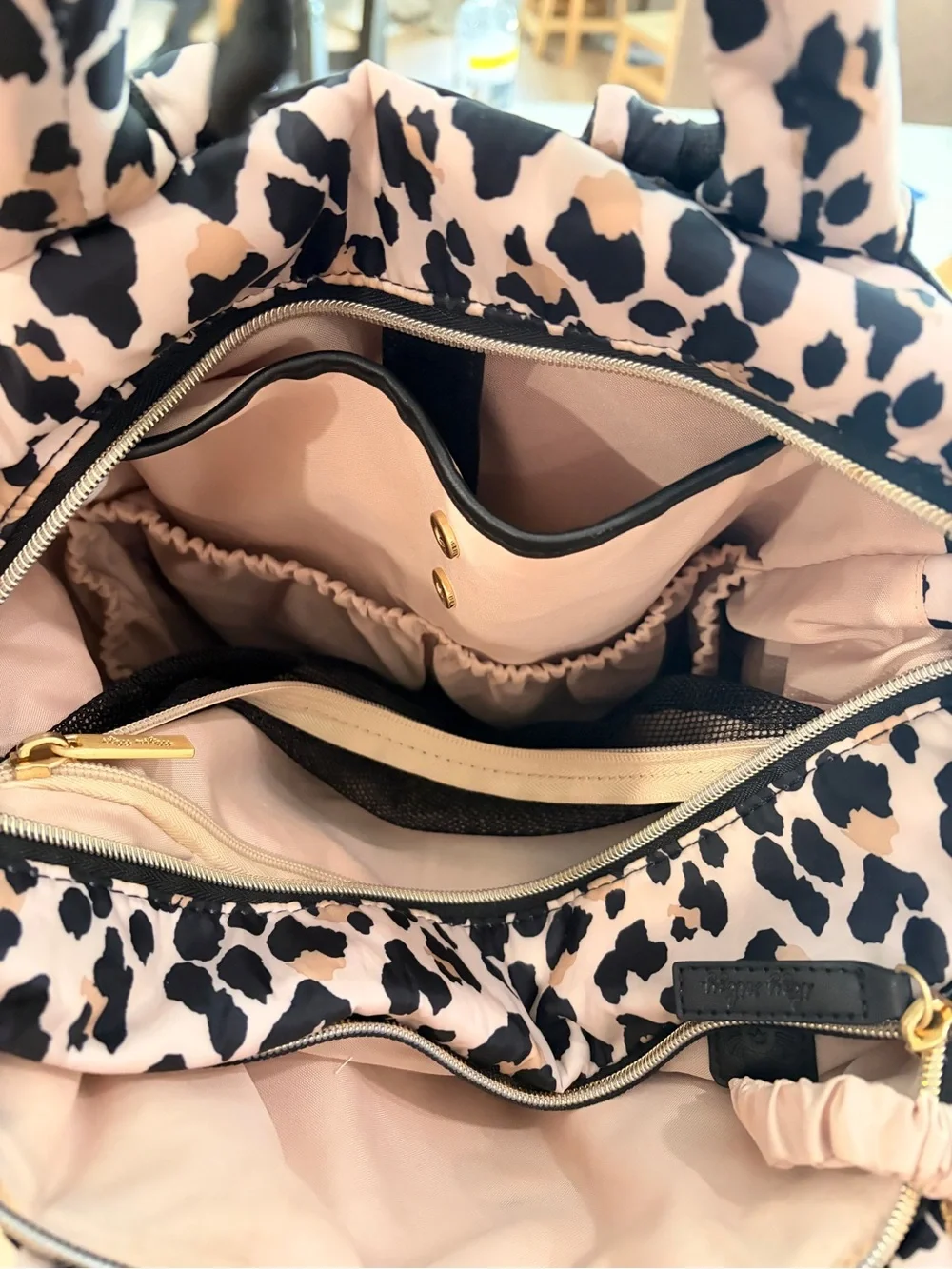 Itzy Ritzy Beige and Black Leopard Quilted Diaper Bag Tote